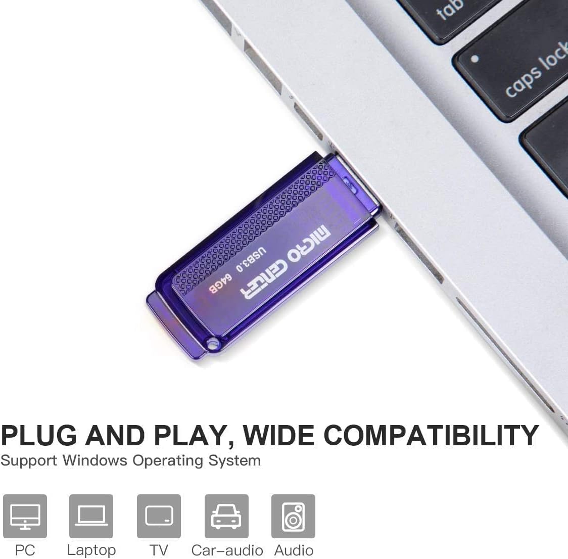 INLAND Micro Center Super Speed – Paquete de 20 unidades flash USB 3.0 de 64 GB de memoria USB 3.0, almacenamiento de datos, unidad de salto a