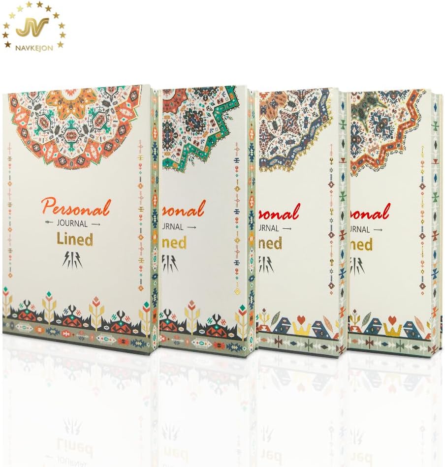 Diario personal para mujeres y hombres, cuaderno con borde impreso bohemio, de tapa dura, con rayas, de papel grueso, para artista, plano de 0.315