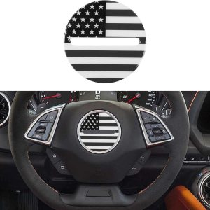 CheroCar Adhesivo decorativo para volante, accesorios interiores compatibles con Chevrolet Camaro 2016 2017 2018 2019 2020 2021 2022, bandera CheroCar Adhesivo decorativo para volante, accesorios interiores compatibles con Chevrolet Camaro 2016 2017 2018 2019 2020 2021 2022, bandera