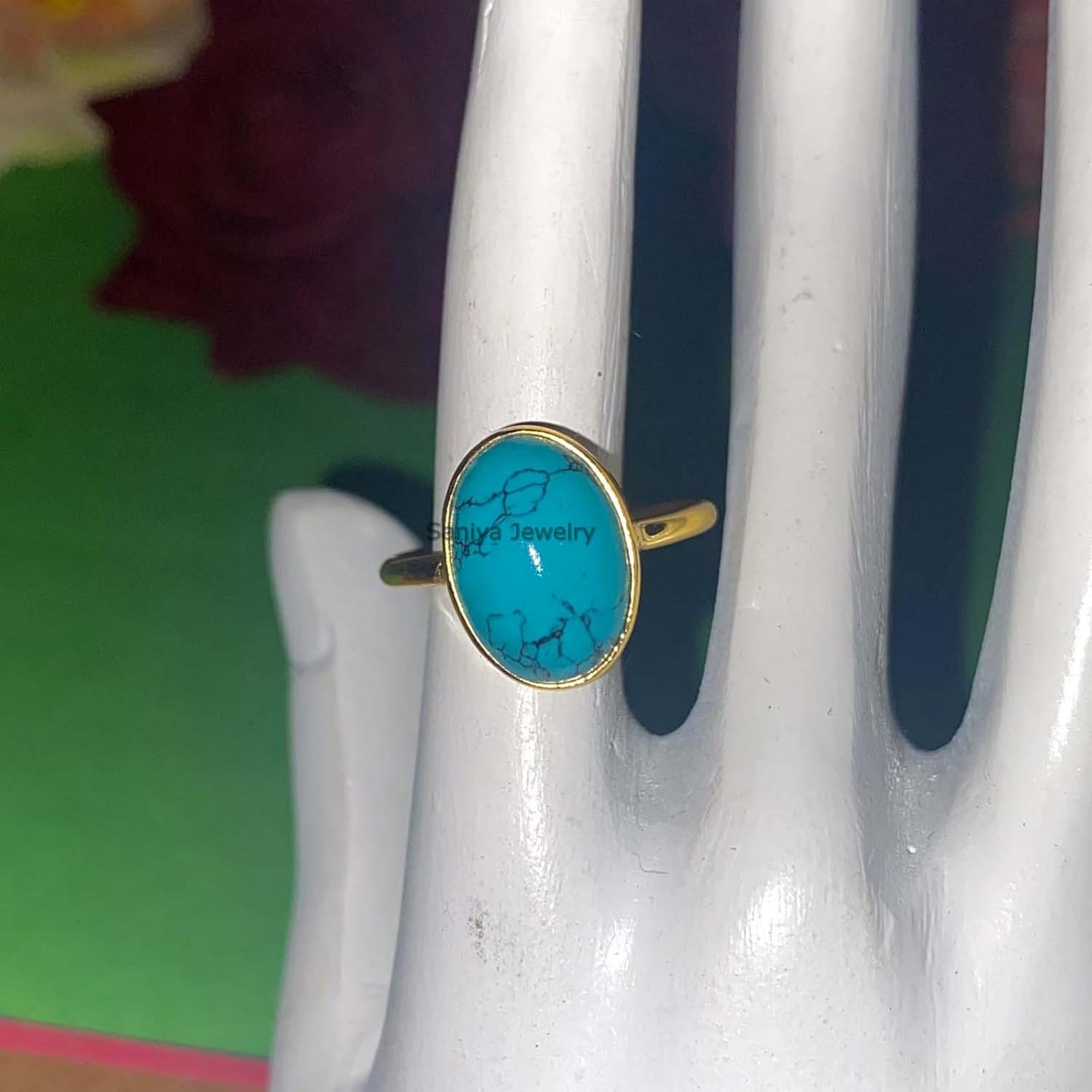 Handmade Oval Gemstone Dainty Minimalist Ring  Yellow Gold Vermeil Ring  Solid 925 Sterling Silver Statement Ring  Everyday Wear Rings For Women