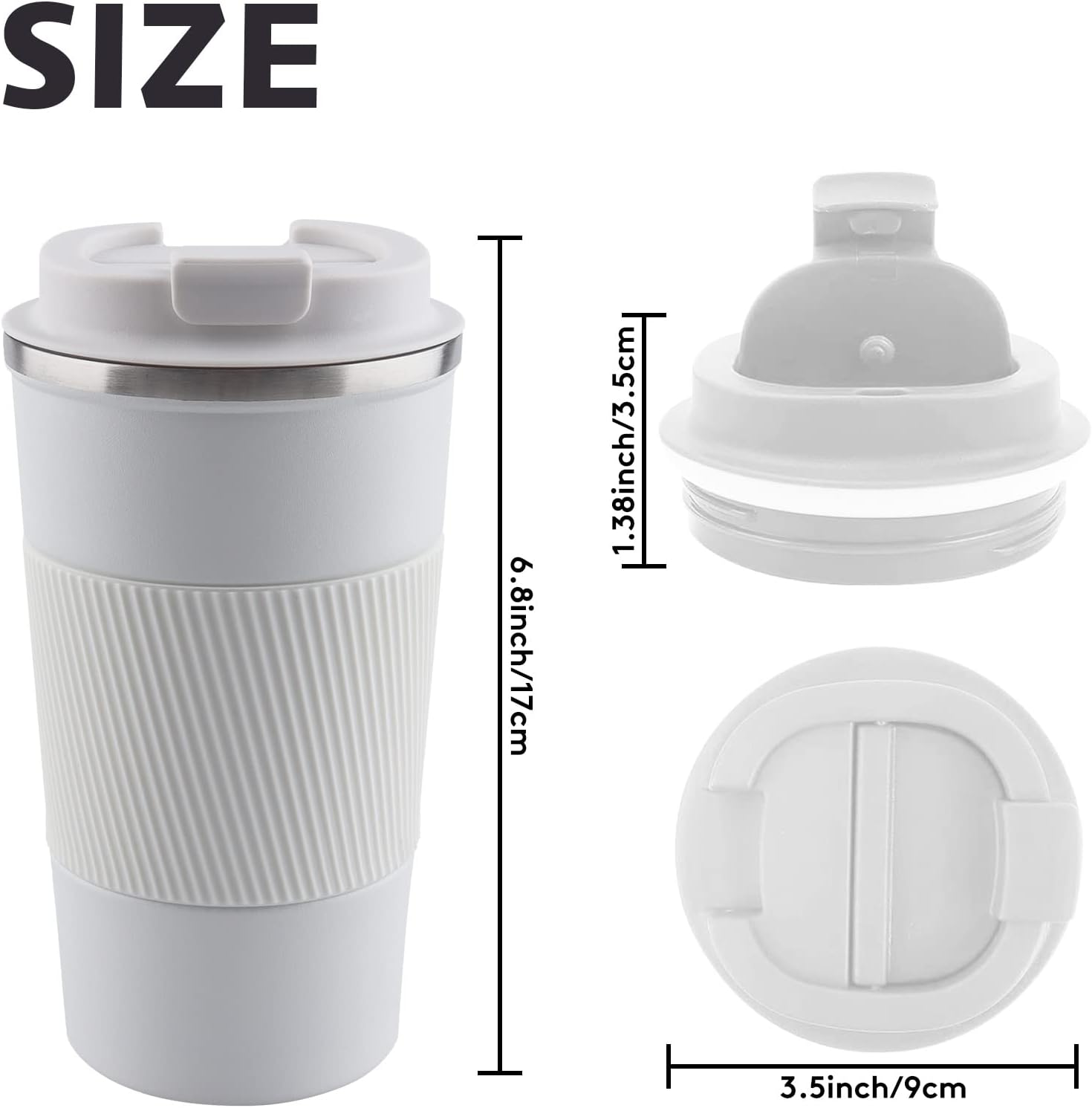 Taza de café de viaje, taza de café de acero inoxidable de doble pared de 17 onzas, vaso con tapa a prueba de derrames para exteriores, oficina,