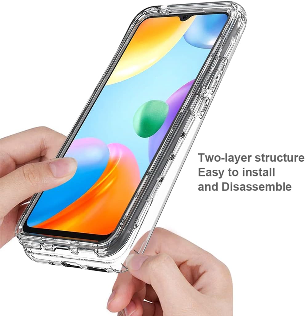 Funda transparente compatible con Xiaomi Redmi 10C 220333QBI con protector de pantalla de vidrio templado, bonito protector de cristal a prueba de