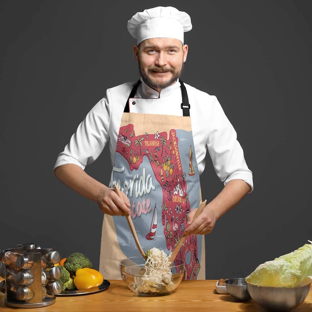 HOSNYE Delantales de cocina, delantales de cocina con cuerdas, para mujeres, hombres, baberos ajustables para el hogar, tamaño adulto, Multi-791