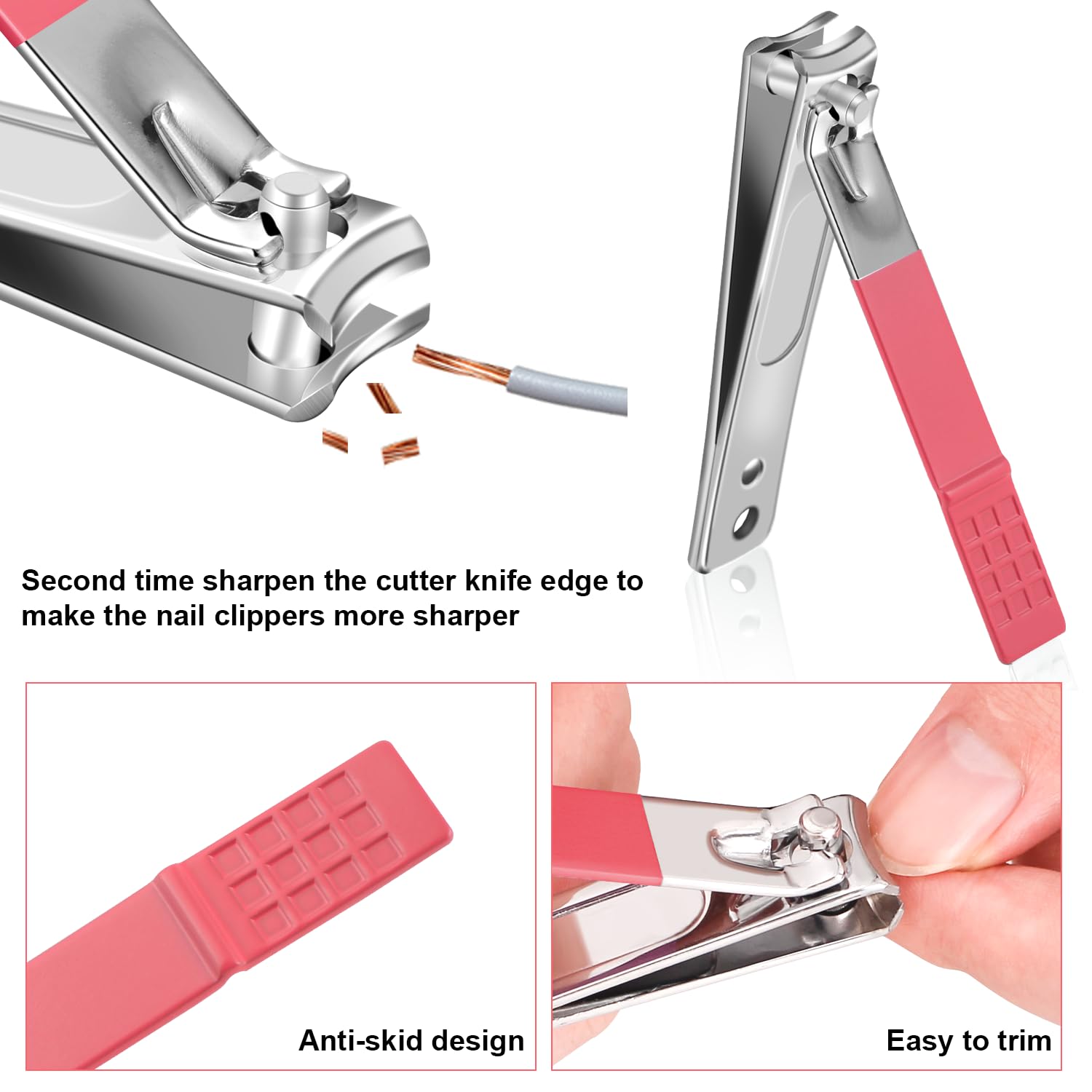 Juego de manicura, mini cortaúñas de viaje, herramientas de cuidado de pedicura, 10 piezas de acero inoxidable (rosa Sakura)