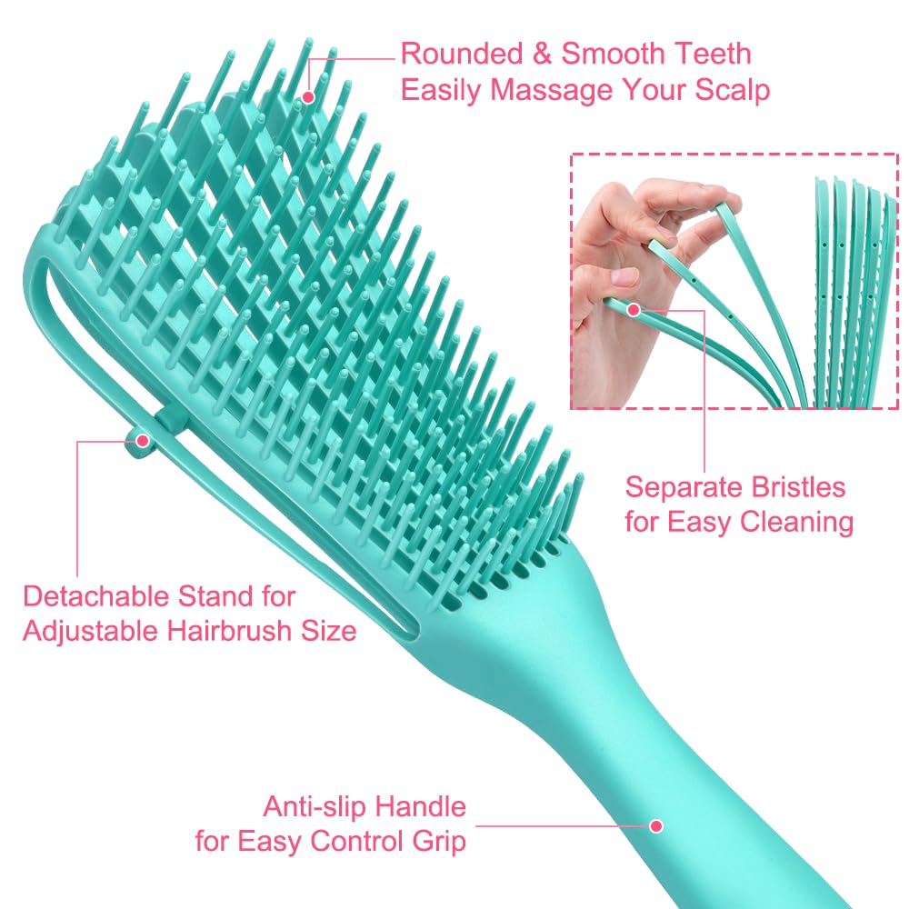 TsMADDTs ez – Paquete de 3 cepillos desenredantes para cabello natural, cepillo desenredante para cabello texturizado de 3a a 4c, rizado, ondulado,