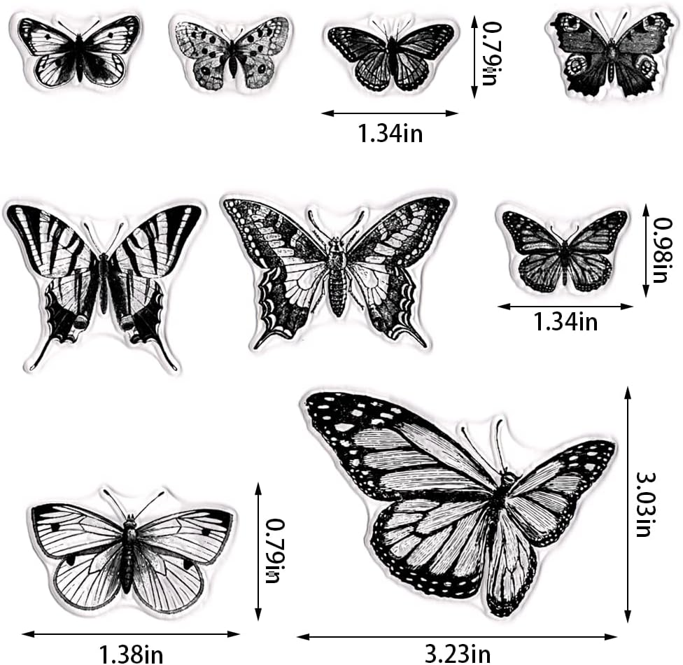 Sellos transparentes de mariposa para hacer tarjetas, sellos de goma transparente de animales, sellos de mariposas para decoración de tarjetas