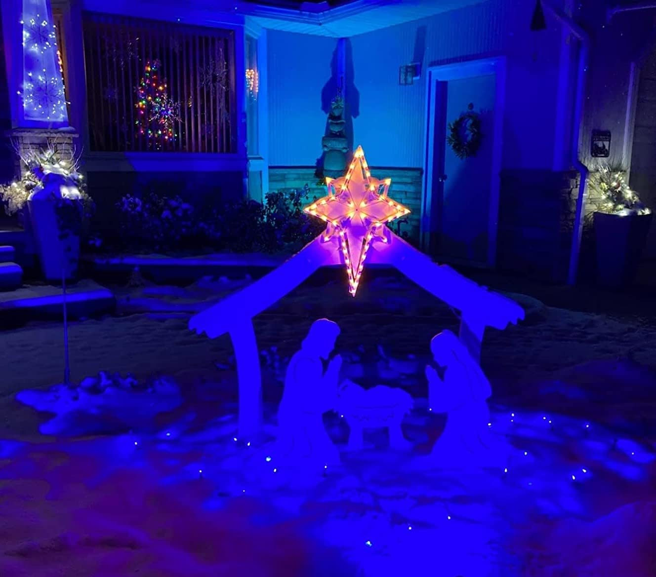 Foco LED de color para paisaje al aire libre, luces remotas impermeables para patio, árbol, casa, Halloween, Navidad, 120 V