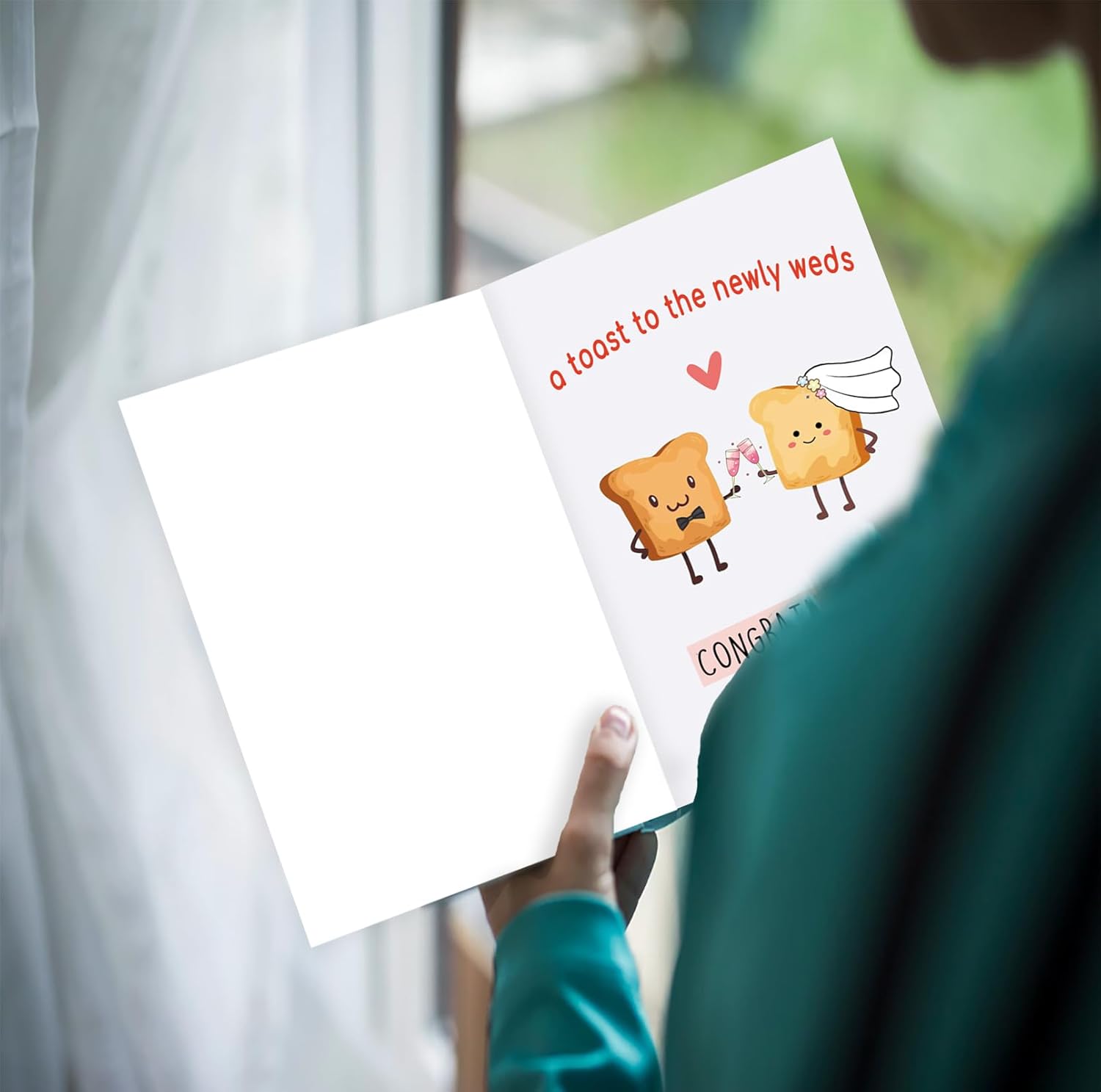 YiKaLus Tarjeta de boda Happy Toast para prometida prometida, gran regalo de matrimonio para marido y esposa, espléndida tarjeta de felicitación de