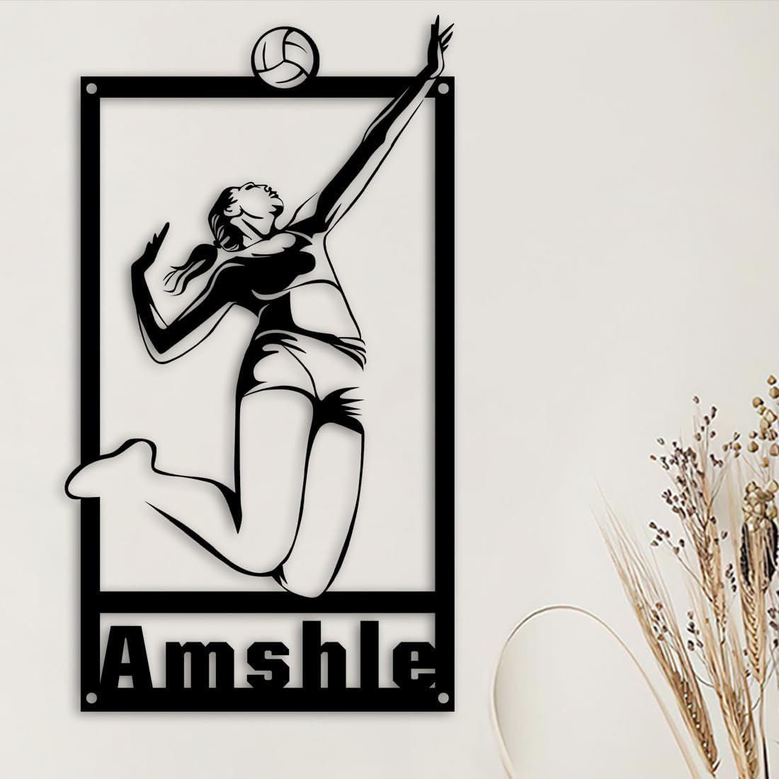 Letrero de neón personalizado para jugador de voleibol con luz LED de 16 colores, decoración de letrero de neón de metal con nombre de voleibol,