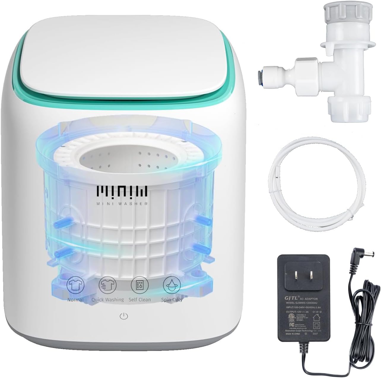 Mini lavadora portátil totalmente automática para ropa interior, bragas y calcetines diseñada específicamente para separar ropa ajustada (ABS-WHITE)