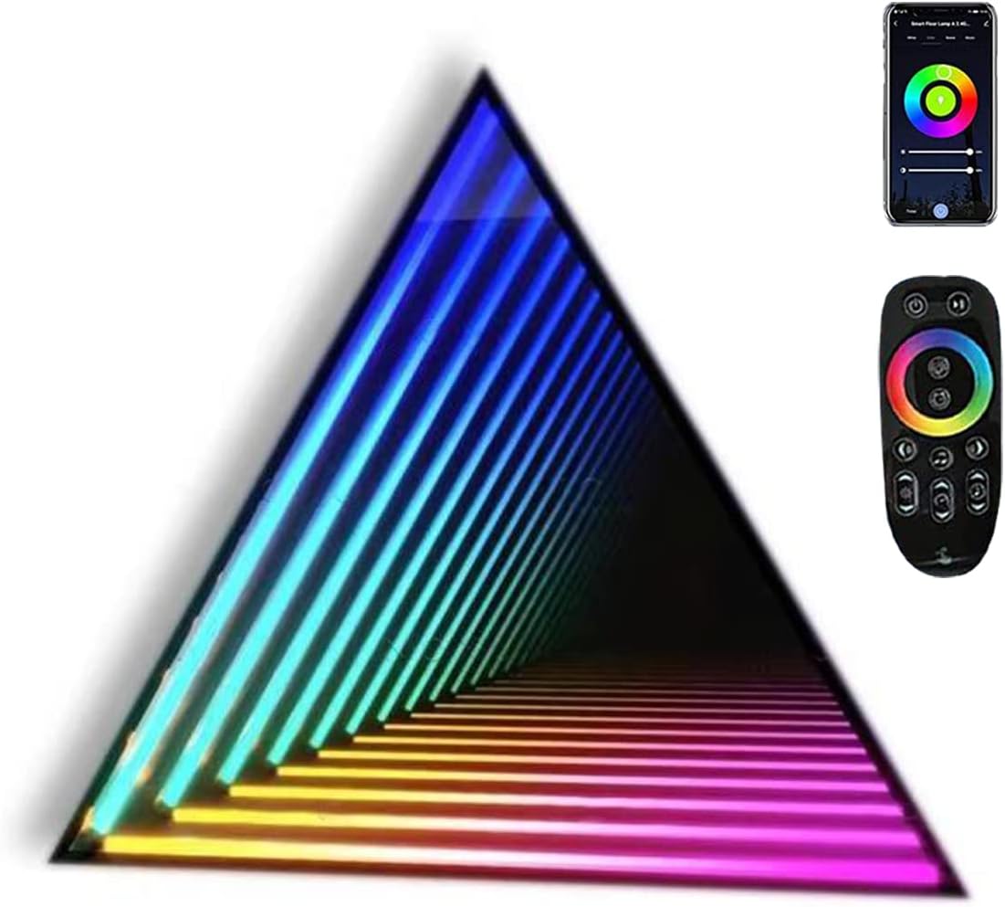 Espejo infinito, luz nocturna de túnel sensorial, lámpara inteligente de pared, lámpara de atmósfera, luz cambiante multicolor para el hogar,