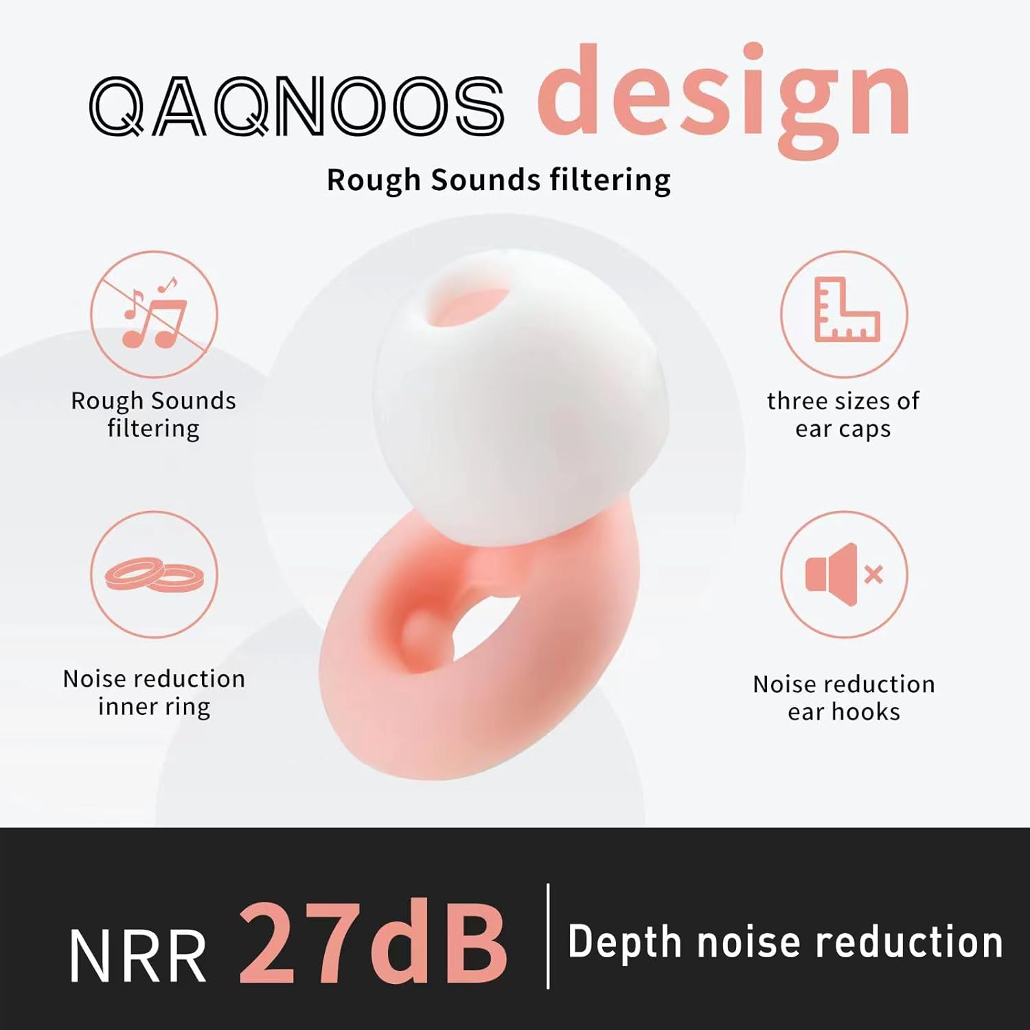 Tapones para los oídos ultra cómodos, de alta NRR 27 dB, ideales para dormir, estudiar, trabajar, viajes y conciertos, 3 tamaños de tapón para los