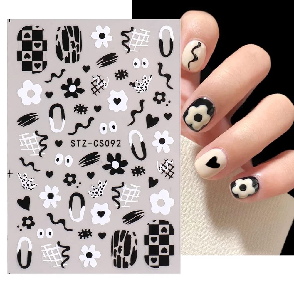 8 hojas de calcomanías divertidas de grafiti, suministros de uñas, calcomanías de uñas autoadhesivas 3D, estrellas, luna, mariposa, rejilla, llama,