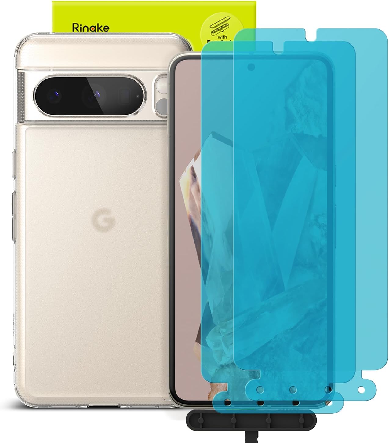 Ringke Fusion – Funda compatible con Google Pixel 8 Pro transparente mate + vidrio compatible con Google Pixel 8 Pro