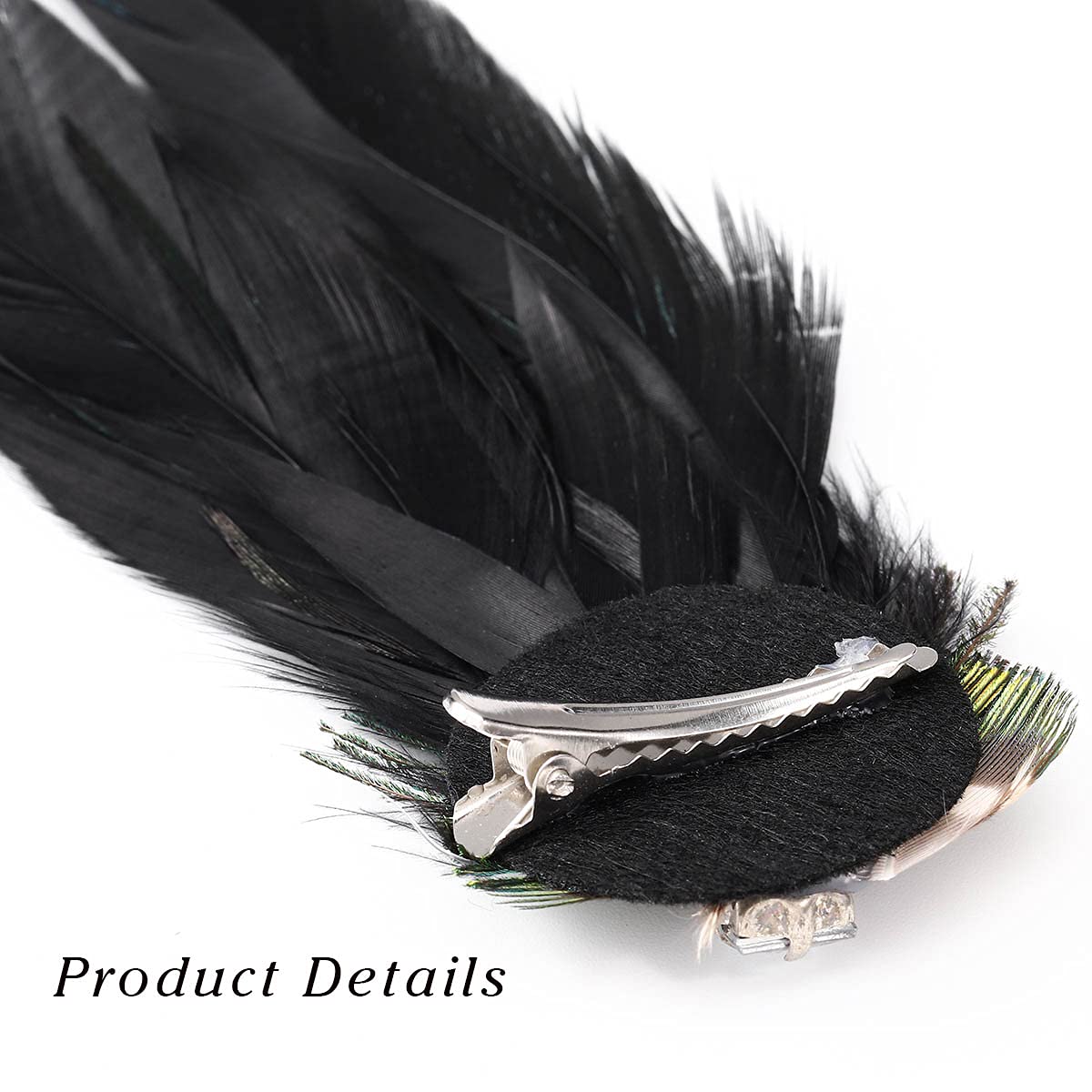 Dreamyn – Pinzas para el pelo con plumas de pavo real, estilo bohemio, para los años 20, para banquete, pasadores de pelo para mujeres y niñas
