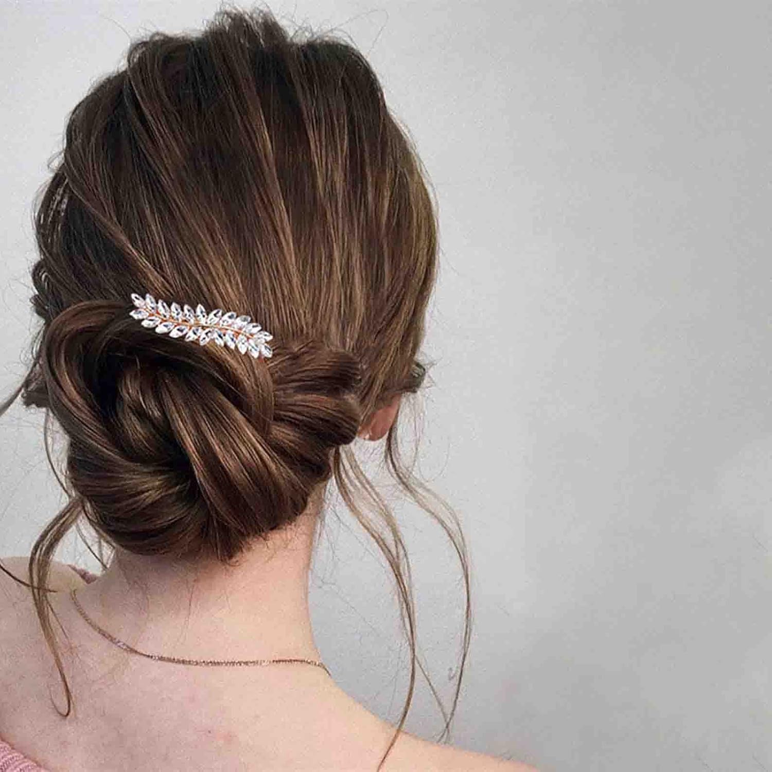 Clip de pelo bohemio de hoja de cristal brillante con diamantes de imitación para el cabello, horquillas para el cabello de hoja dorada, pasadores