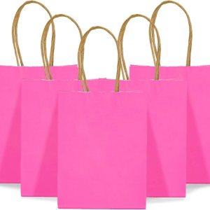 DjinnGlory Paquete de 60 pequeñas mini bolsas de regalo de papel rosa intenso con asas de 6.3 x 4.7 x 2.75 pulgadas para el día de la madre, DjinnGlory Paquete de 60 pequeñas mini bolsas de regalo de papel rosa intenso con asas de 6.3 x 4.7 x 2.75 pulgadas para el día de la madre,