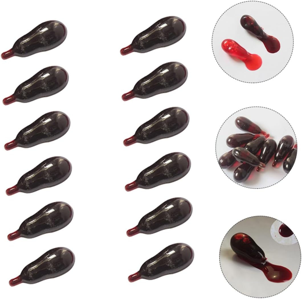 Toyvian 20 piezas de píldora de sangre para vómitos, juguetes de Halloween, accesorios de graduación, juguetes de maquillaje, cápsulas de sangre de
