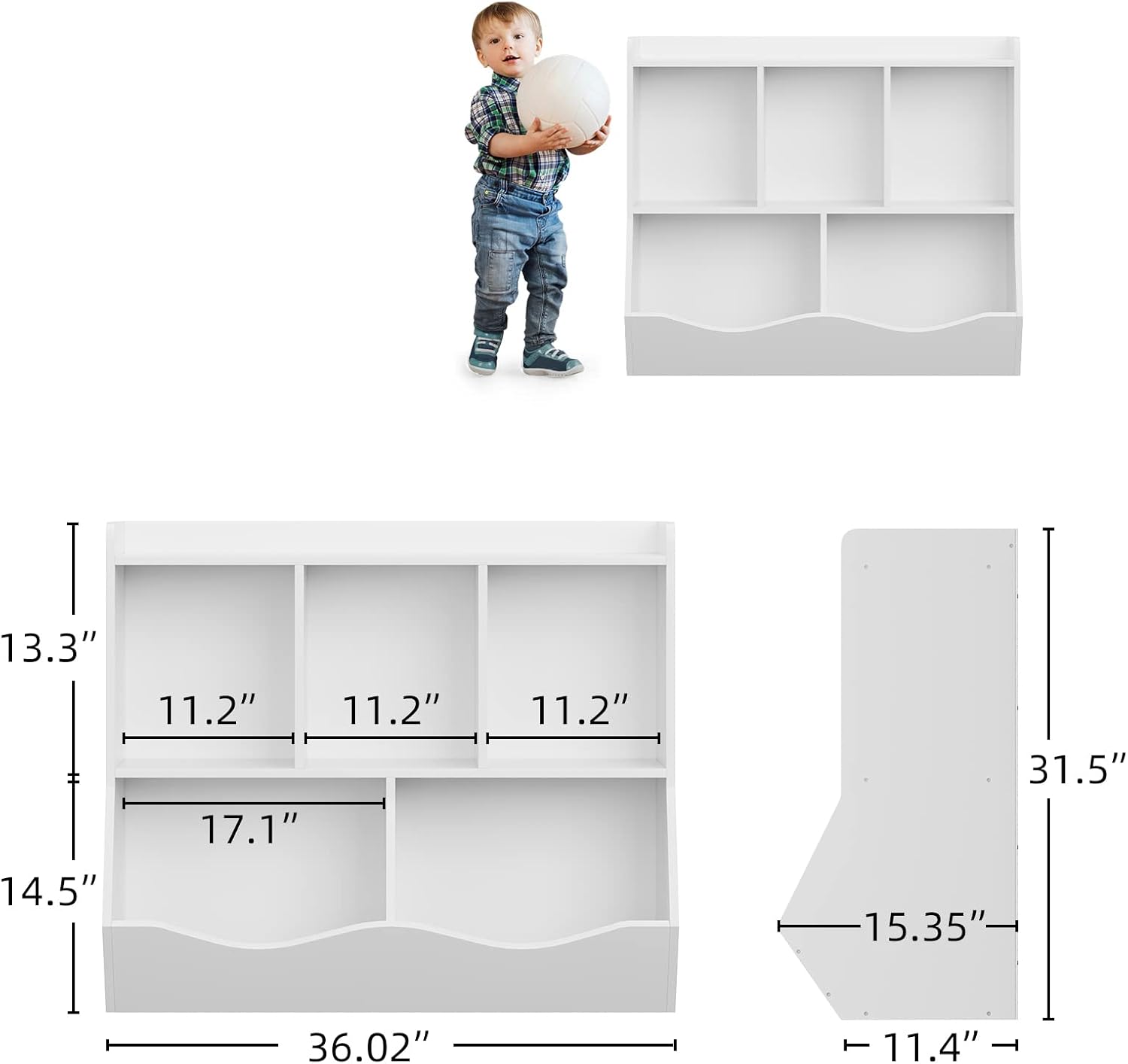 IDEALHOUSE Librero, organizador de almacenamiento de juguetes, cinco espacios de almacenamiento, adecuado para dormitorio, sala de juegos, sala de