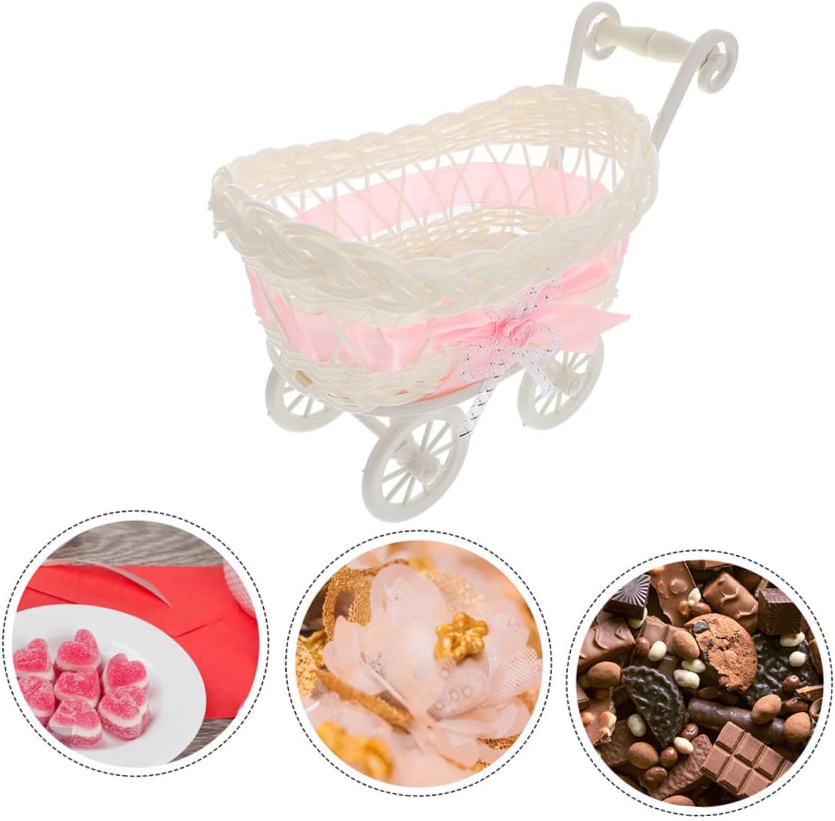 2 cestas tejidas para fiestas, decoraciones de boda para ceremonia, cesta rosa, decoración de ratán, cesta de flores de ducha, caja de dulces de