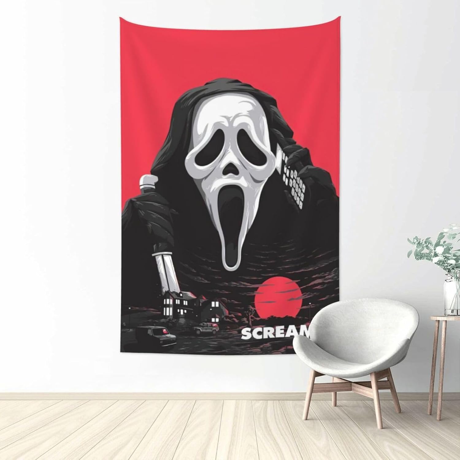 Tapiz de película de terror con diseño de gritos para colgar en la pared, álbum de fotos, póster divertido para el hogar, decoración del hogar para