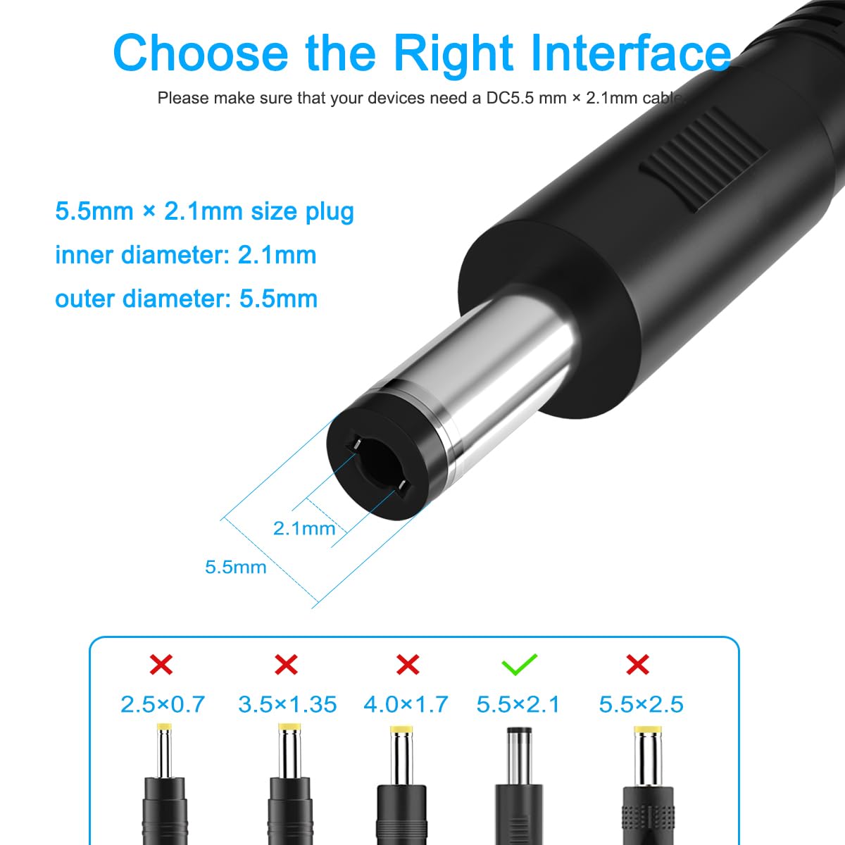 Cable de extensión CC de 0.217 in x 0.083 in, cable de extensión de alimentación universal de 12 V CC para cámara de seguridad, tira LED, vigilancia