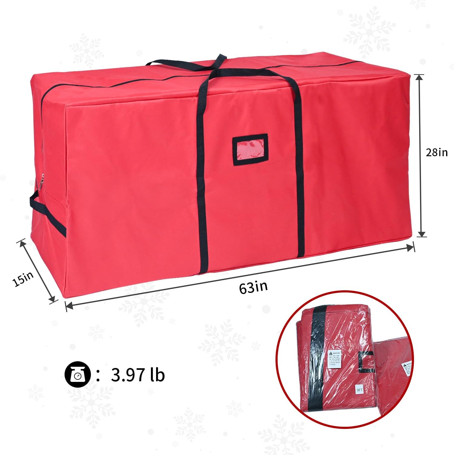 leheyhey Bolsa de almacenamiento para árbol de Navidad de 9 pies, poliéster Oxford 600D duradero con revestimiento de PVC impermeable, cierre de