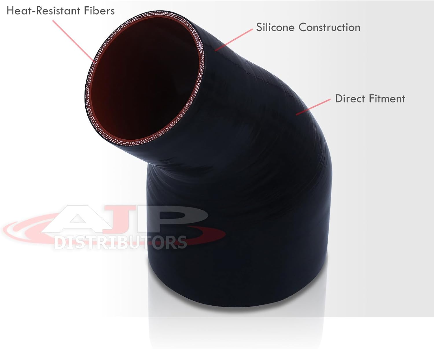 AJP Distributors JDM Sport Universal 4 a 3.25 pulgadas, 45 grados, reductor de ángulo de curvatura de codo de silicona, tubo de manguera, tubo de
