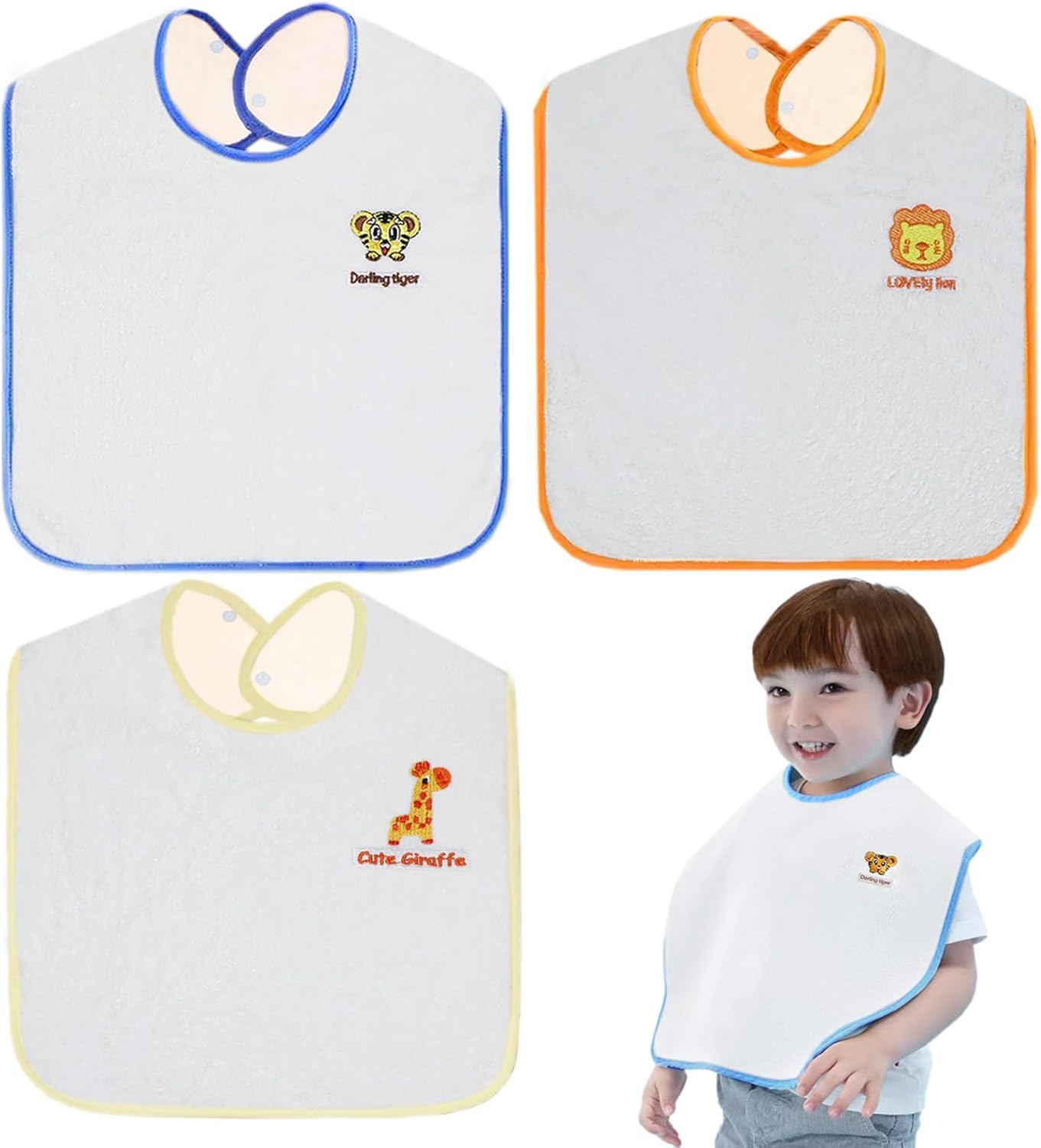 Hwieccogts Baby Bibs 13 “x19 Kids Towel bibs,Waterproof Bibs for 1-6 years