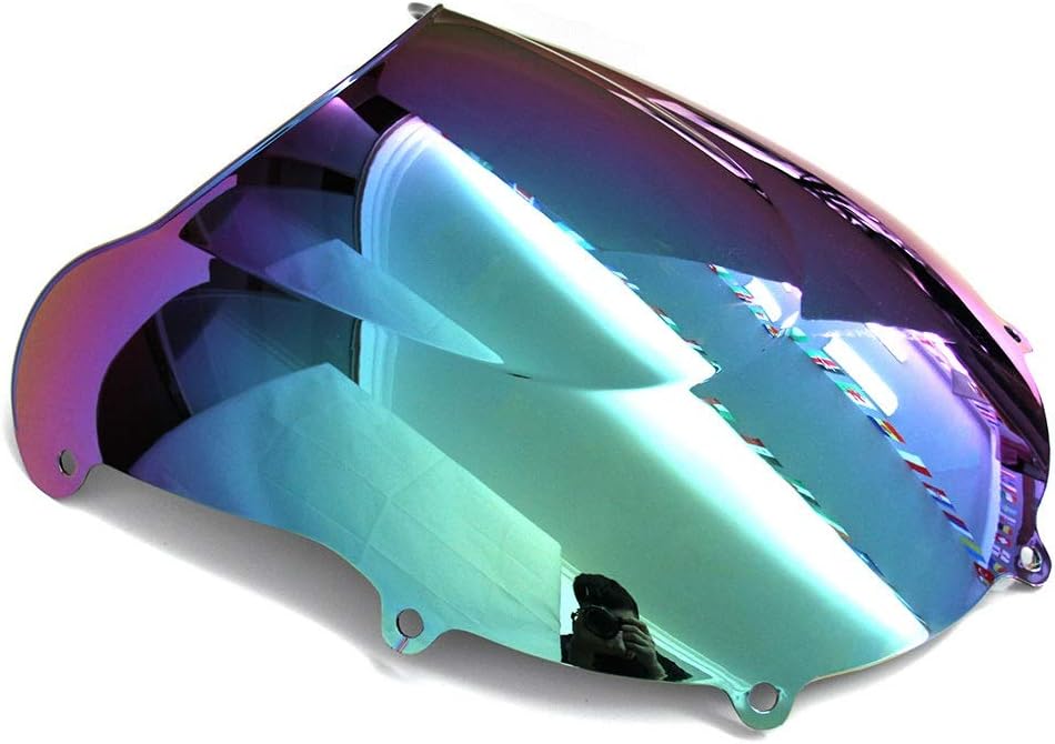 Motorcycle Windshield Motorcycle Double Bubble WindshieldWindscreen – Light Iridium Magic Color Compatible with Suzuki GSXR 600750 1996 1997 1998