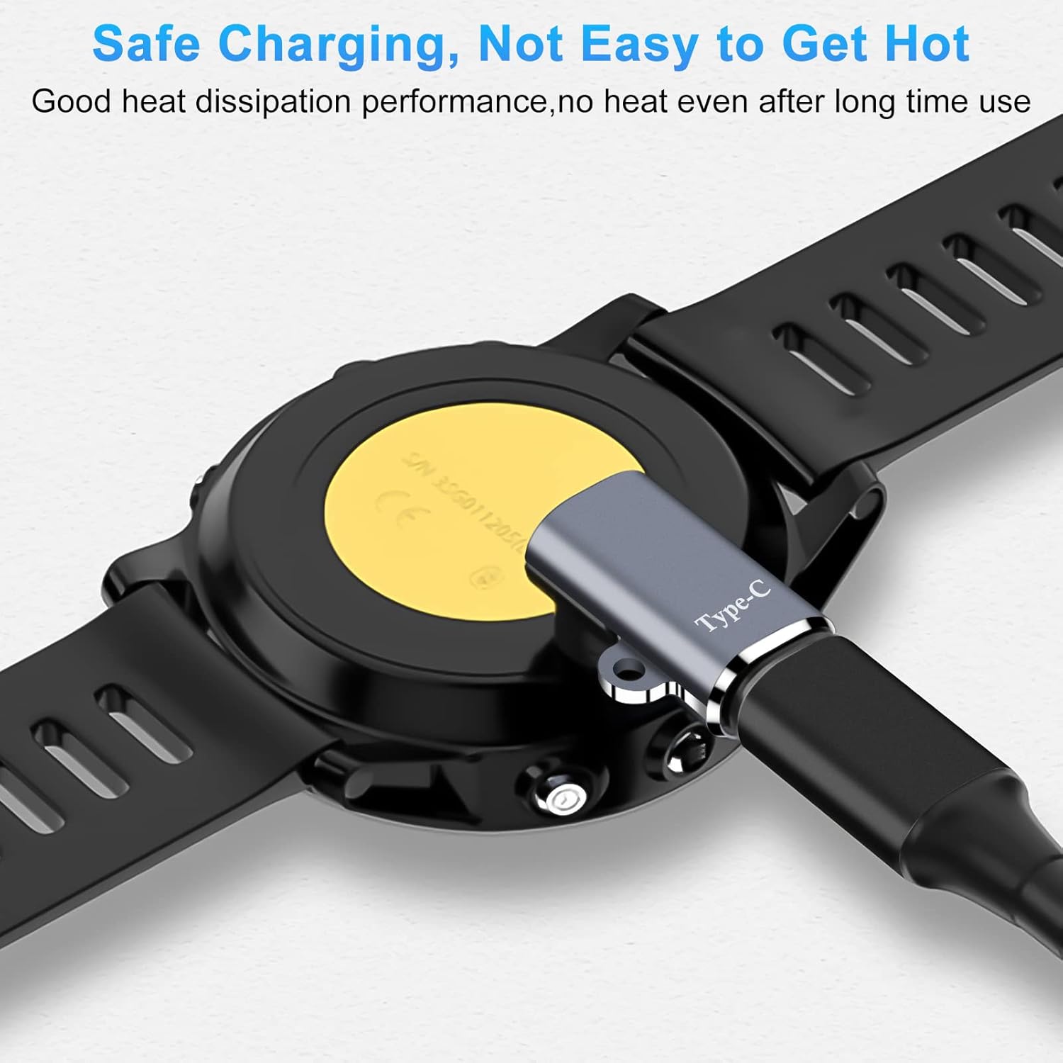 Watch Charger Adapters (2 Pack), Seminer USB-C Type C Female to Male Adapter Charging Connector with Dust Plug Compatible with Garmin Fenix