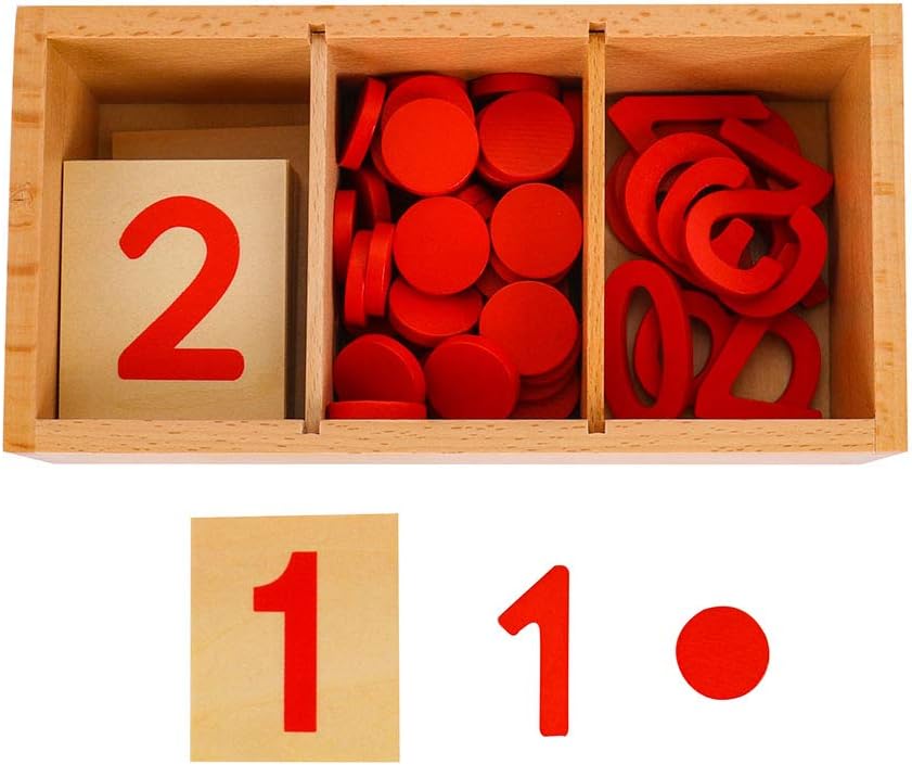 Tarjetas Montessori y contadores con juegos de matemáticas numéricos recortados y juguetes de enseñanza de números para contar