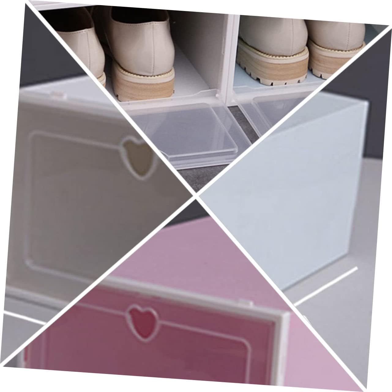 Zerodeko 12 unidades de almacenamiento abatible, caja de zapatos apilable, almacenamiento de zapatos, cajón de zapatos, organizador de plástico