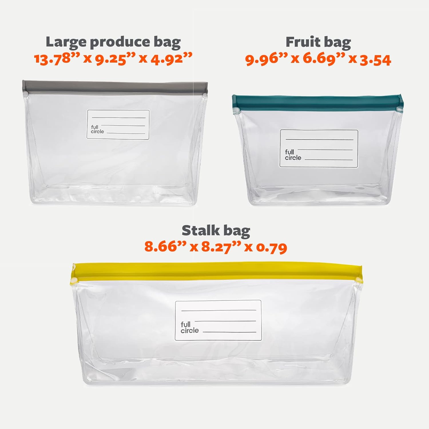 Full Circle Ziptuck – Bolsa de almacenamiento grande reutilizable para productos, segura para alimentos, bolsa de almacenamiento de alimentos sin