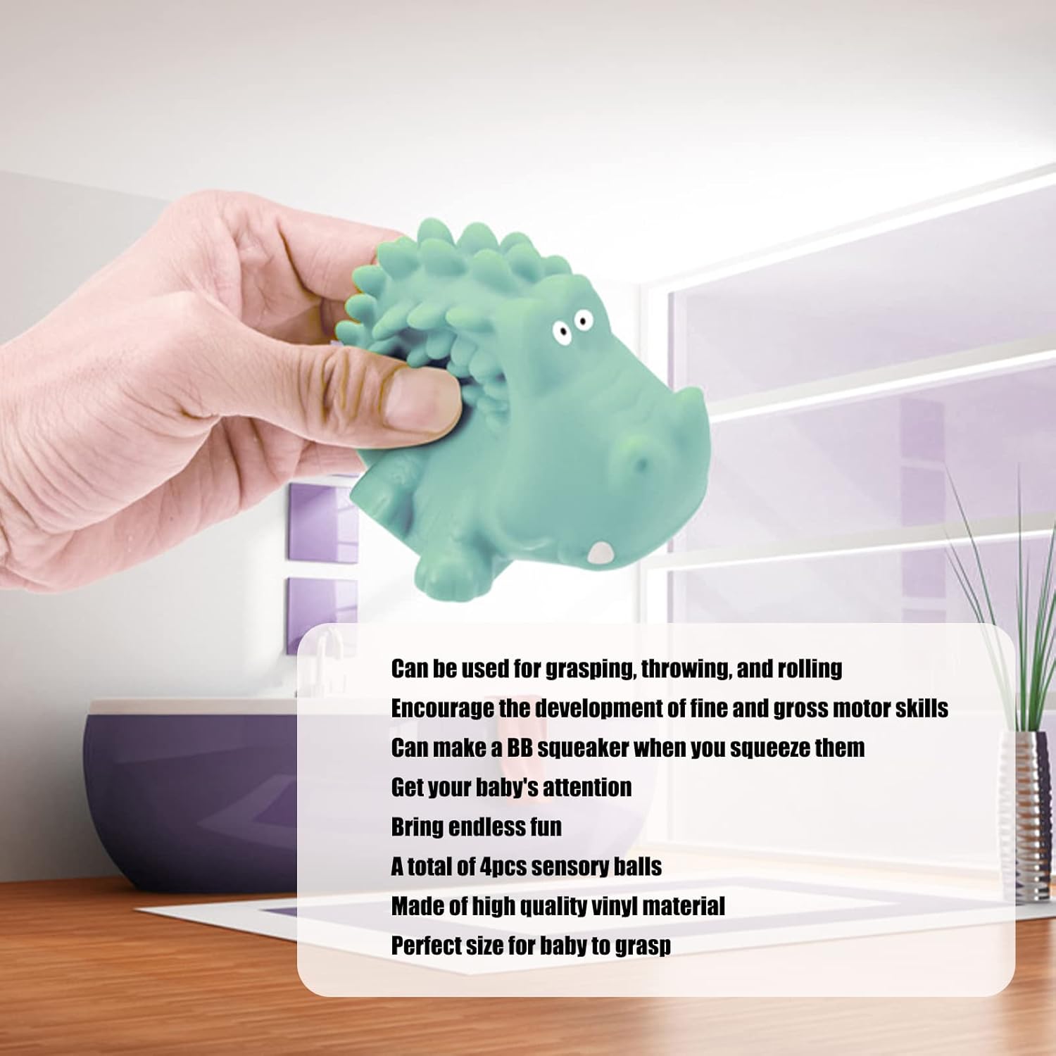 Juego de bolas sensoriales texturizadas para bebés, bolas sensoriales con forma de animal BB Squeaker para niños y niñas de 6 meses en adelante
