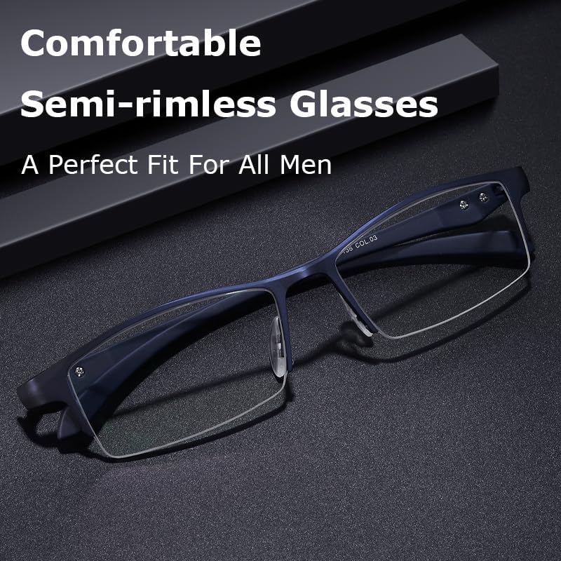 Lentes bloqueadores azules para hombre, rectangulares sin armazón, para computadora, luz azul, antirreflejos, para juegos UV (anteojos de metal azul