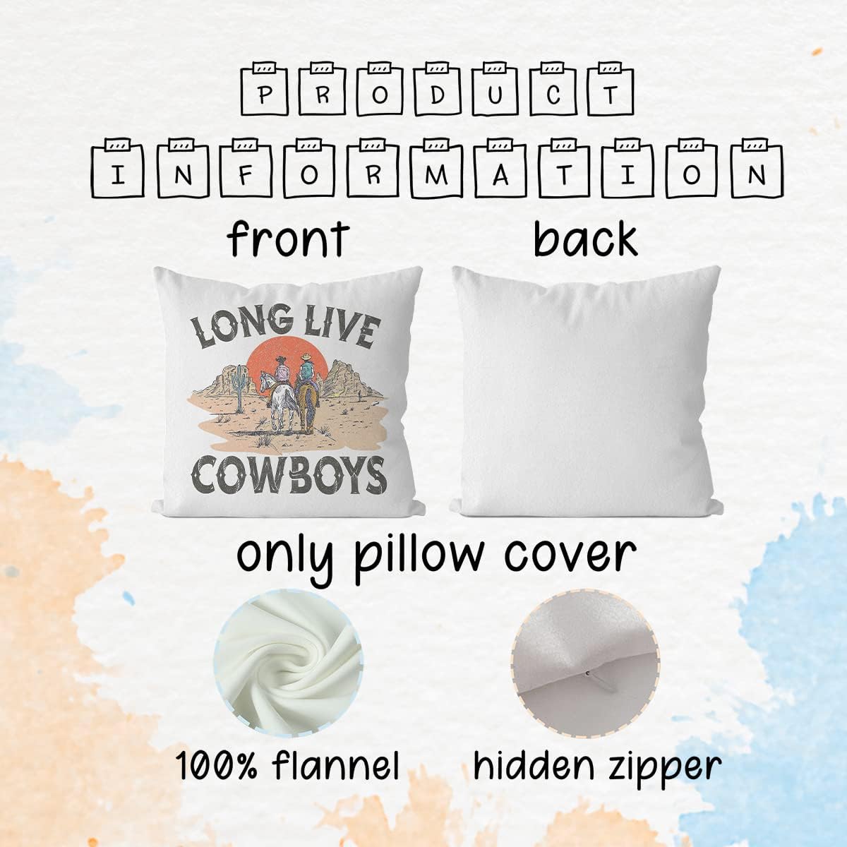 Funda de almohada retro de estilo bohemio occidental de larga vida de vaquero, 18 x 18 pulgadas, funda de almohada retro de vaquero occidental para
