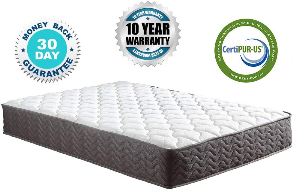 Swiss Ortho Sleep Colchón híbrido de espuma viscoelástica de 10 pulgadas y resortes interiores para un sueño fresco y alivio de la presión, colchón