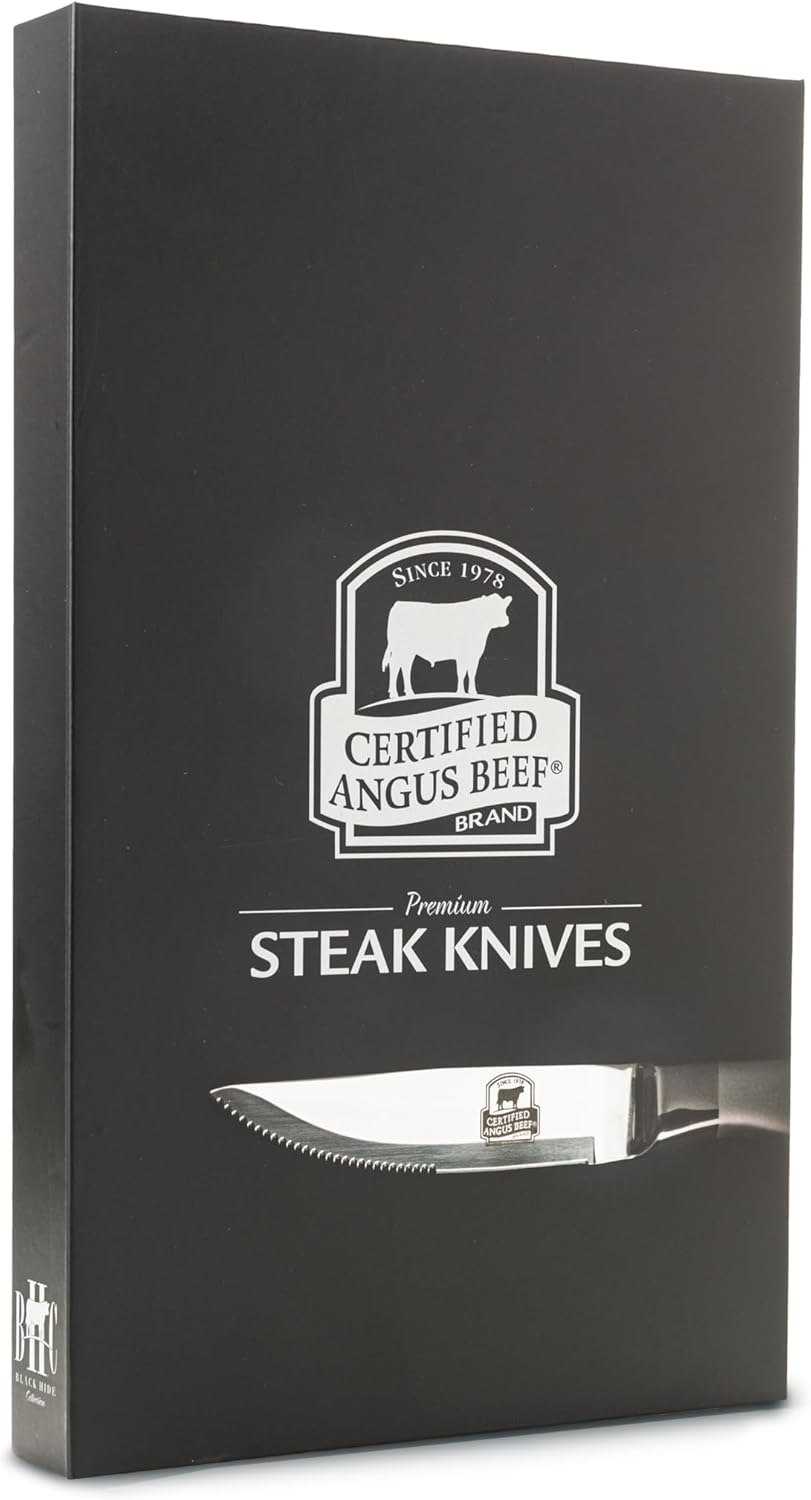 Juego de 4 cuchillos de carne de alta calidad, cuchillos dentados para los amantes de la carne, entusiastas de la carne de res y fanáticos de la