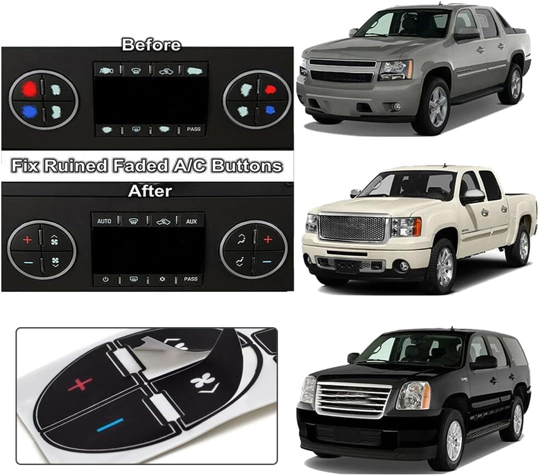 Kit de reparación de botones de CA para salpicadero, compatible con Chevy, mejor para fijar botones de control de aire acondicionado desteñidos