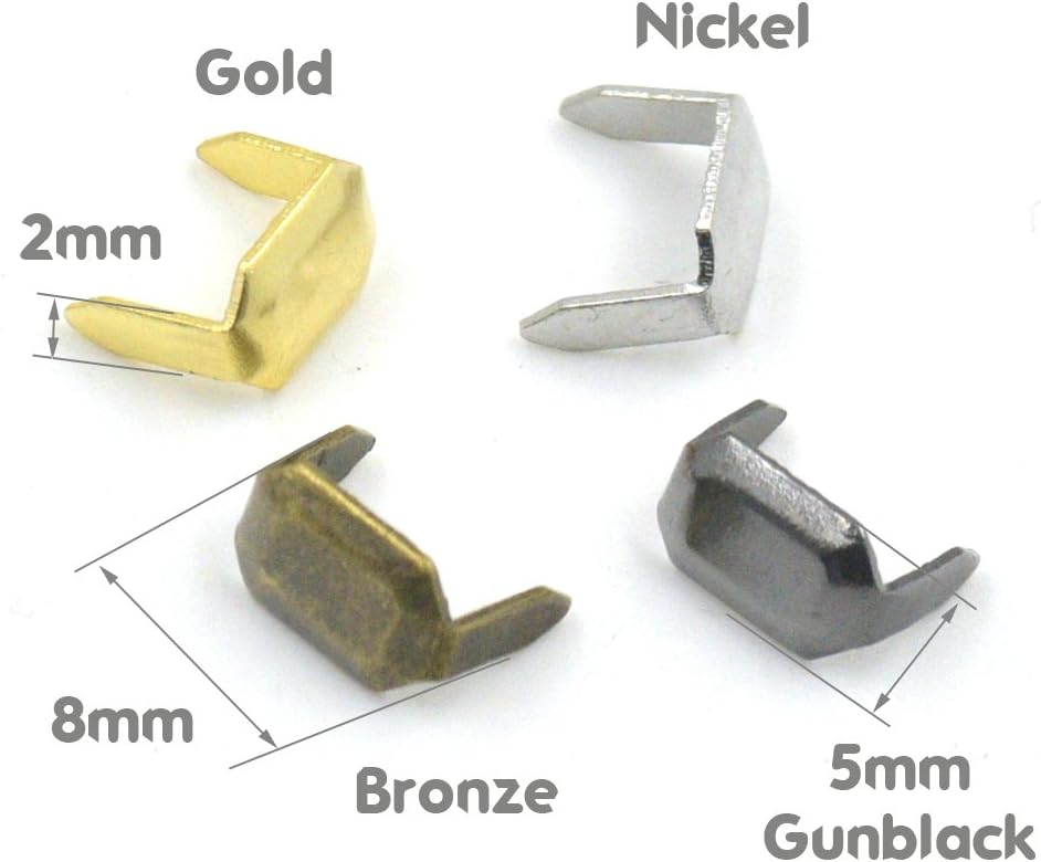 Bluemoona 100 piezas de latón grapas de cuero de 0.315 in para cinturón, sujetador, conector de artesanía en cuero, negro plomizo