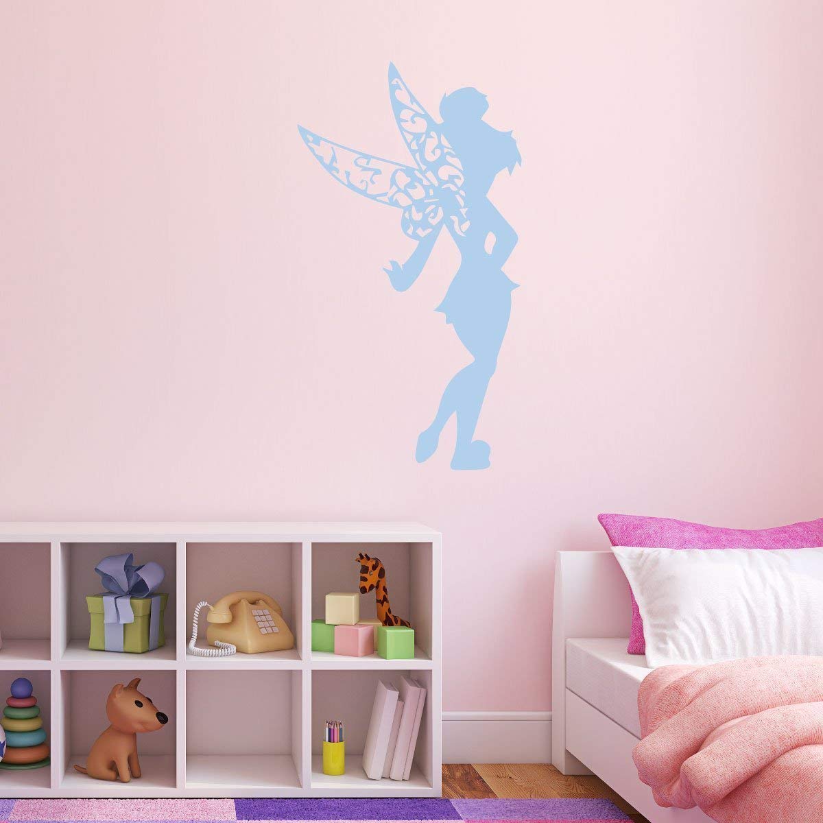 Tinkerbell Vinyl Wall Decal – Fairy, Peter Pan Themed Decor For Girls Room, Playroom, or Birthday Party – Pink, Purple, Other Colors