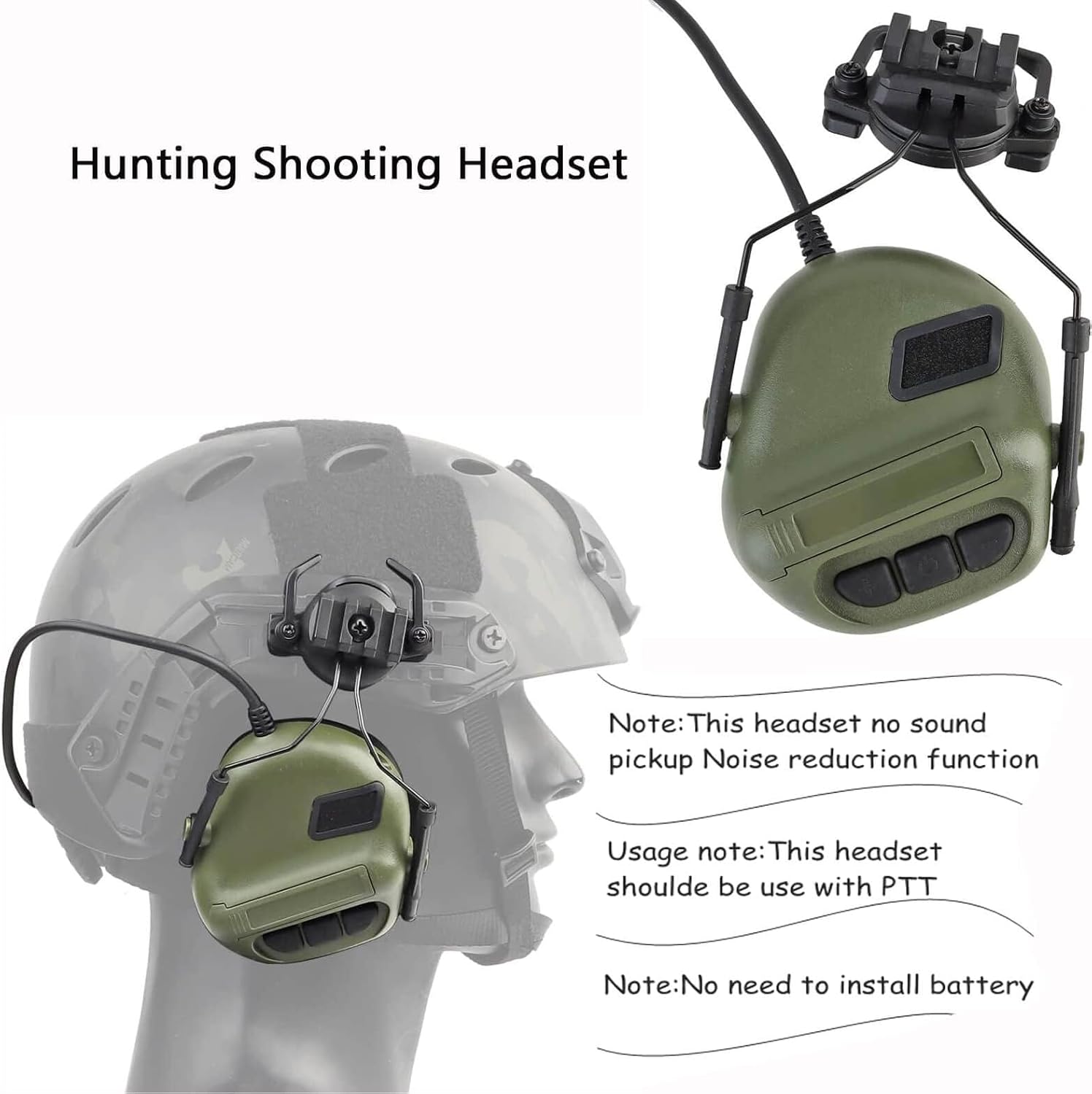 Auriculares tácticos, orejeras tácticas, orejeras militares Airsoft Cs Combat Headset,Auriculares de caza del ejército,Auriculares de caza de caza