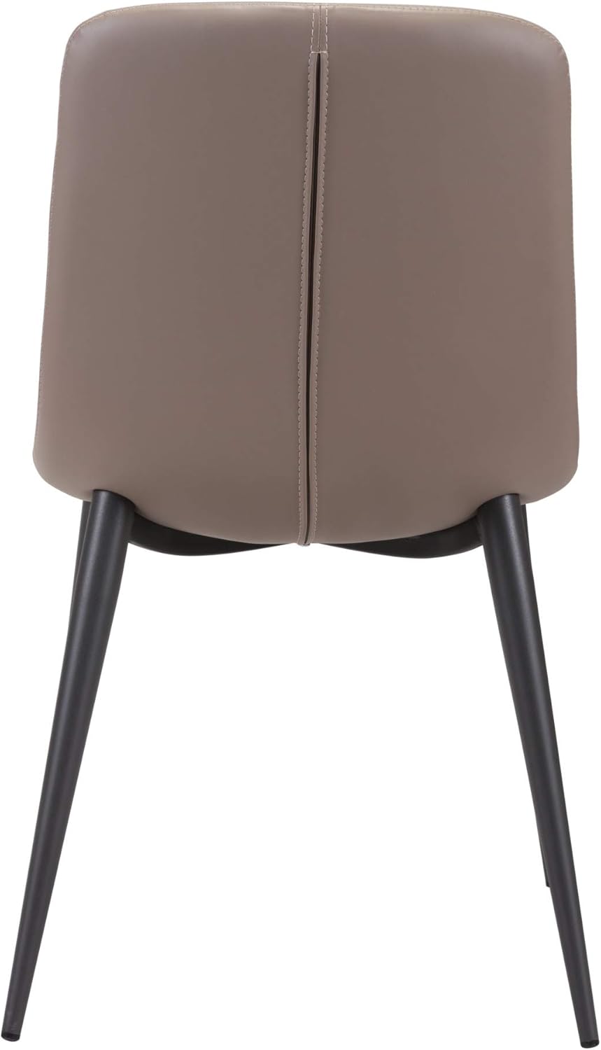 Zuo Modern Tangiers Juego de sillas de comedor de acero, espuma, cuero sintético gris topo, capacidad de peso interior de 280 libras Dimensiones