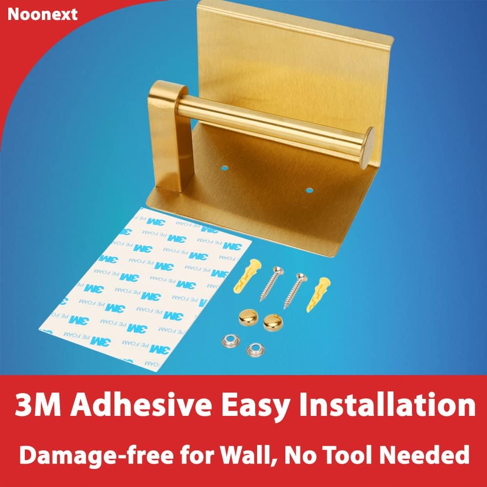 Soporte de papel higiénico dorado, soporte de papel higiénico adhesivo con estante para teléfono, soporte para rollo de papel higiénico SUS304 de