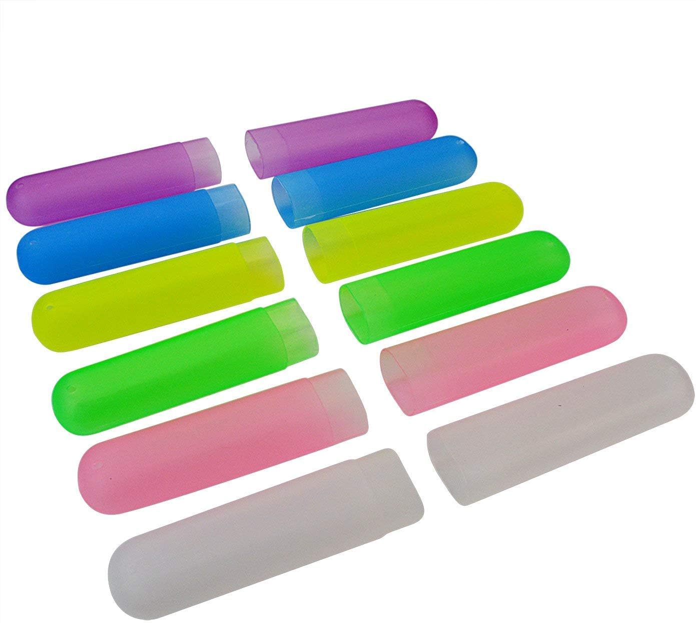 12 fundas de plástico para cepillos de dientes, seis colores, portátil, a prueba de polvo, para cepillos de dientes, para uso diario y de viaje (12)