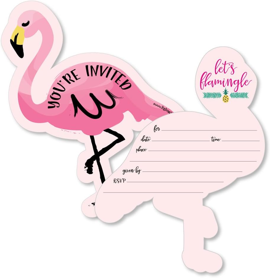 Pink Flamingo  Fiesta como una piña  Invitaciones rellenas  Tarjetas de invitación de verano tropical con sobres  Juego de 12