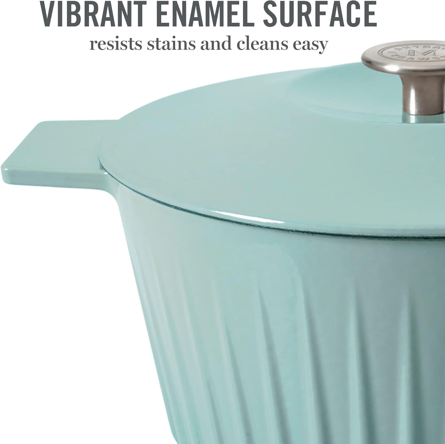 Martha Stewart Eastholm – Horno holandés de hierro fundido esmaltado de 3 cuartos de galón, color azul Martha