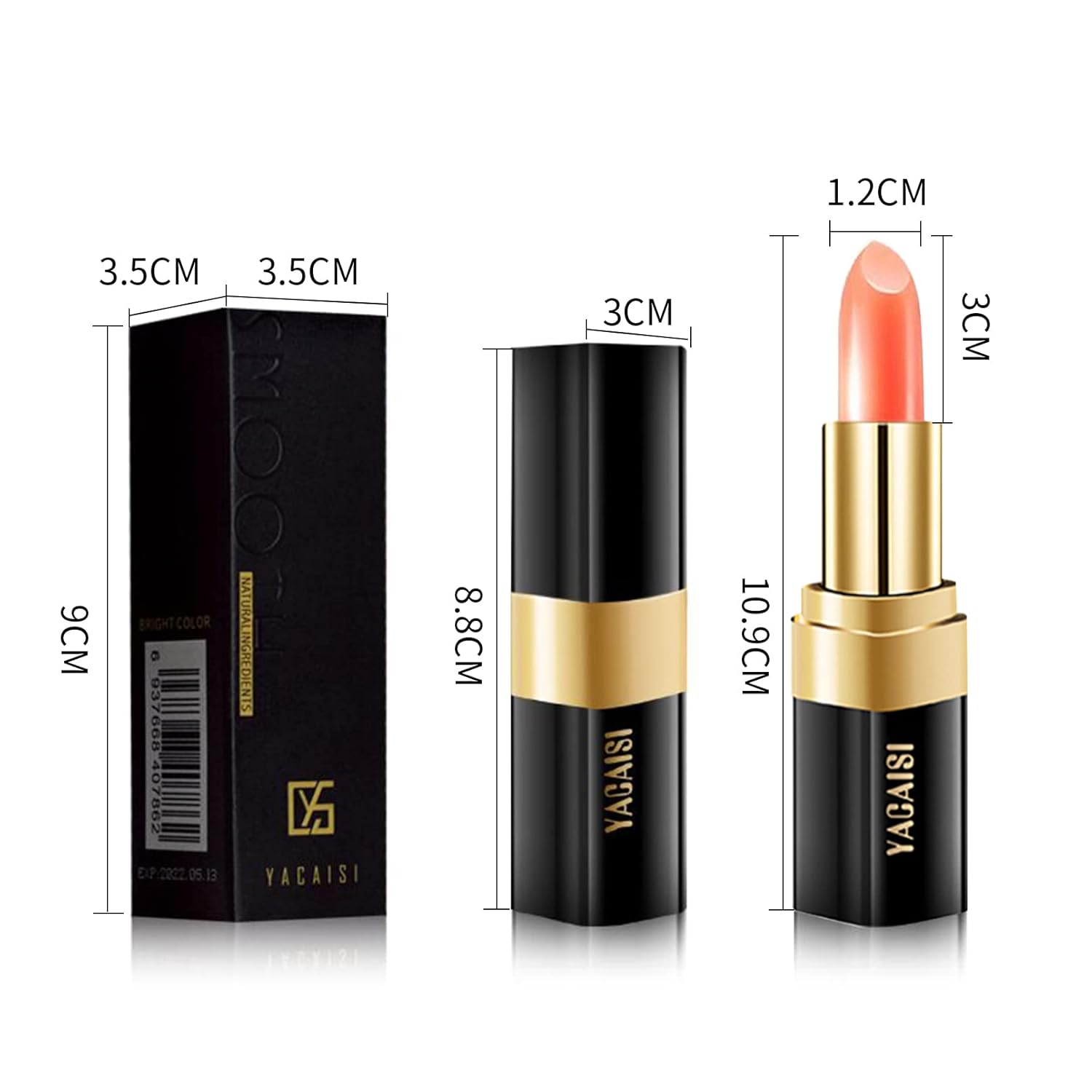 Yeweian Lápiz labial que cambia de color zanahoria, brillo labial hidratante natural, bálsamo labial coreano, cuidado de labios de larga duración,
