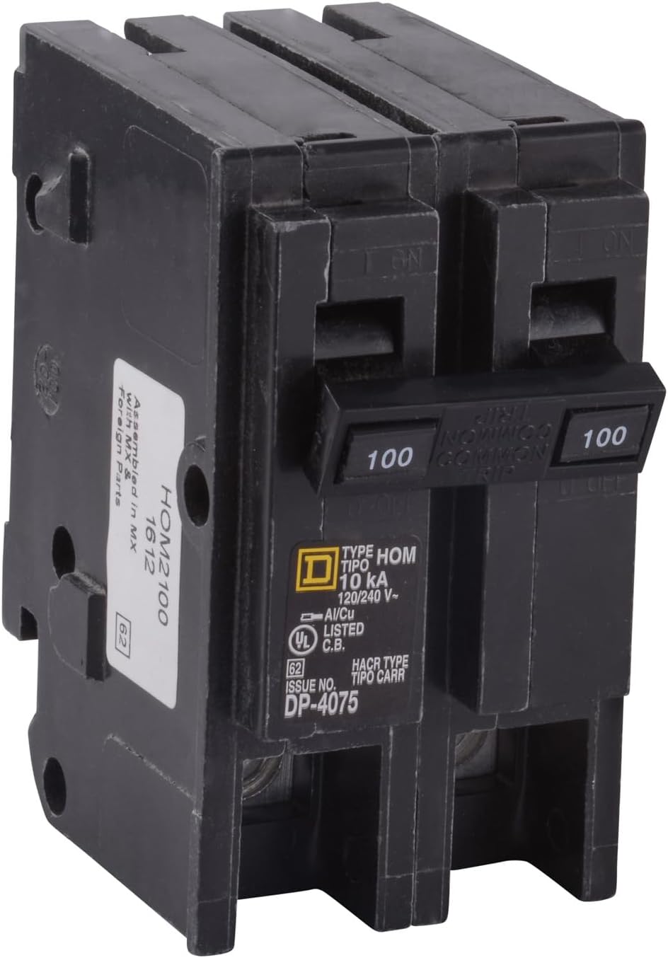 Square D by Schneider Electric HOM2100CP Disyuntor de 100 amperes, de dos polos, para el hogar.